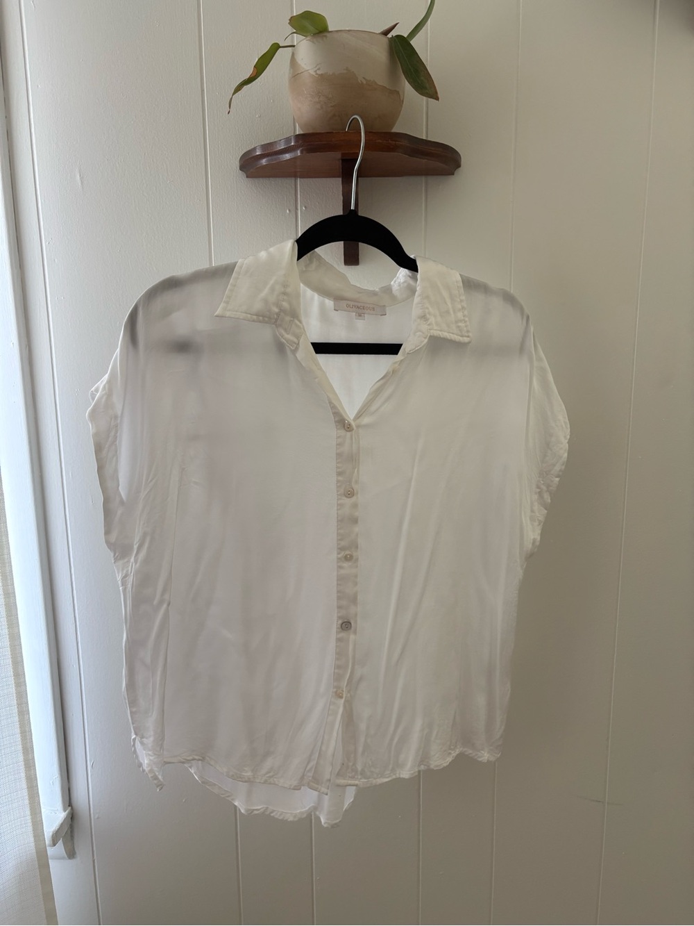 Olivaceous Cream Button-Front Relaxed Women's Shirt